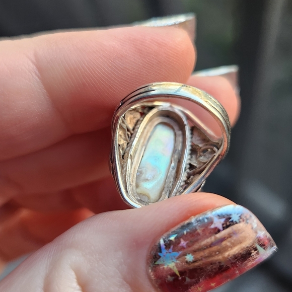 Handmade Sterling Silver 925 Vintage Baroque Pearl Floral Ring Sz 3 - Picture 5 of 8